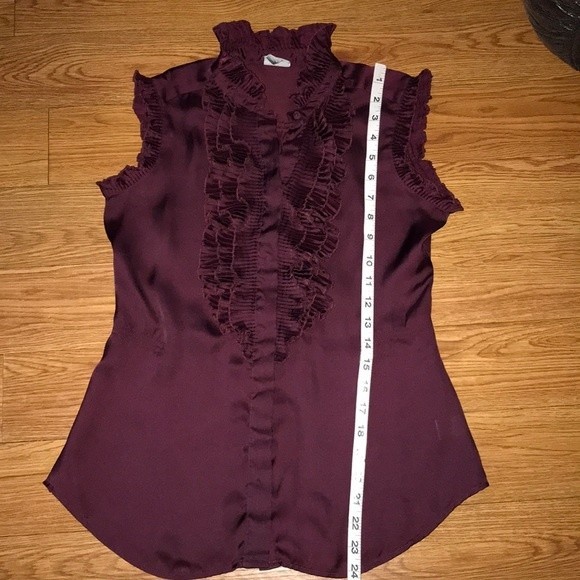 Converse One Star Peplum Top burgundy sleeveless ruffles standing collar size XS - Picture 9 of 11